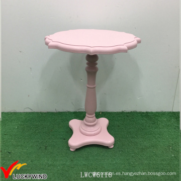 Antiguo pedestal de pintura de color rosa pequeña mesa de cabecera